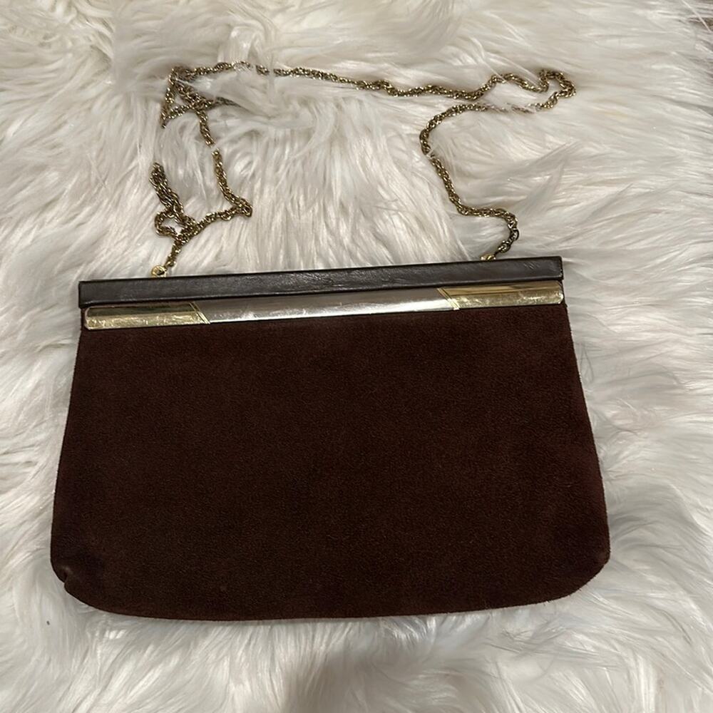 Brown Suede Clutch or chained